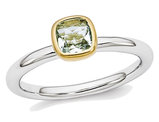 1/2 Carat (ctw) Light Aquamarine Ring in Sterling Silver with 14K Accent